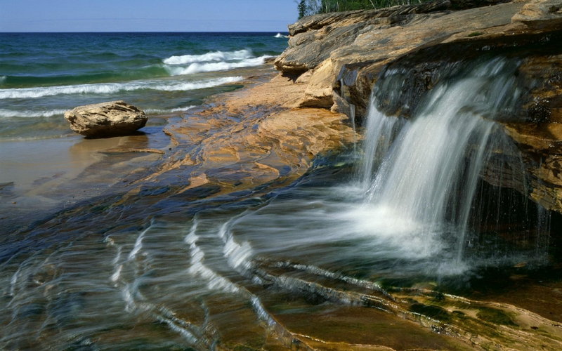 Beach Waterfalls Wallpaper Nature Beaches HD Desktop