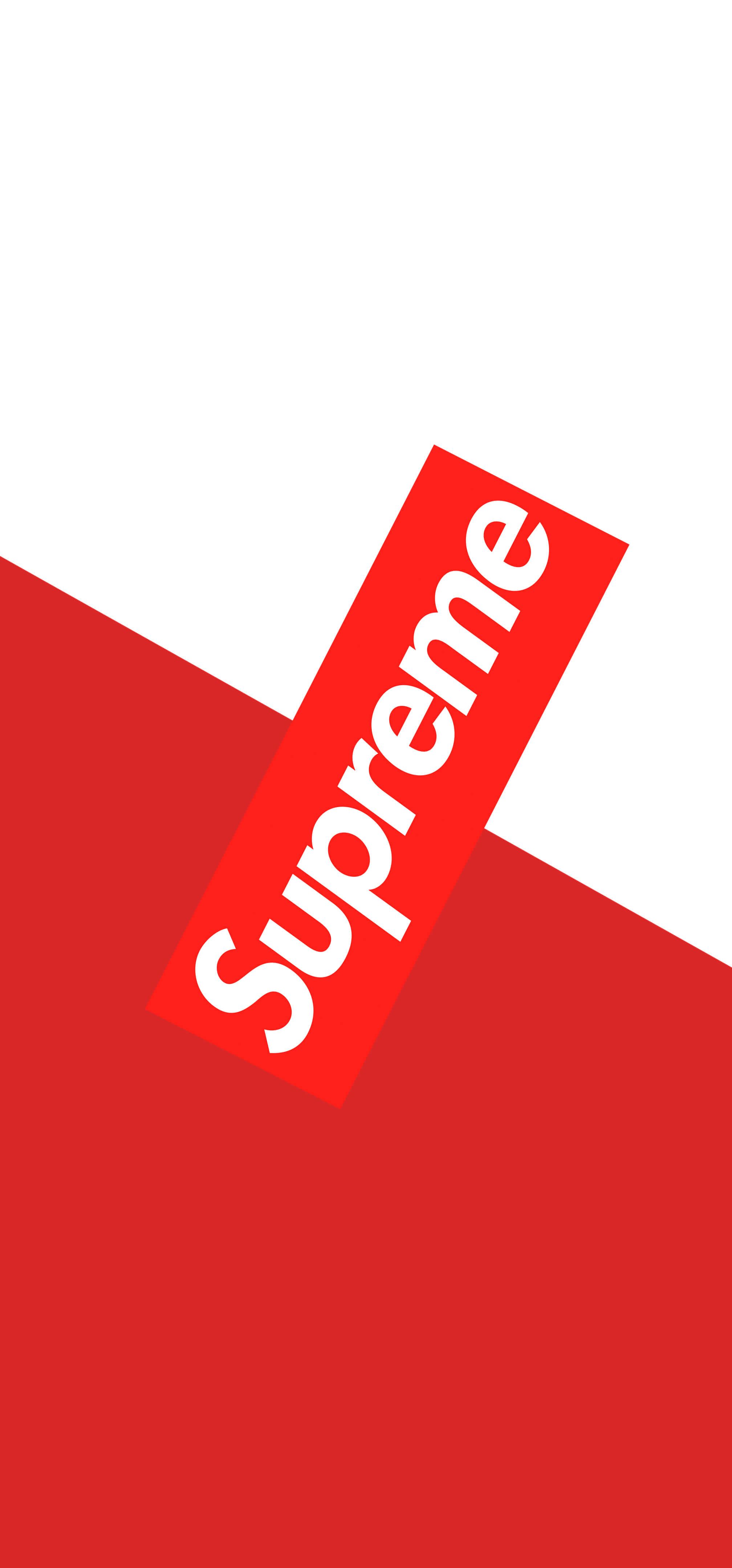 Supreme logo on a red and white background