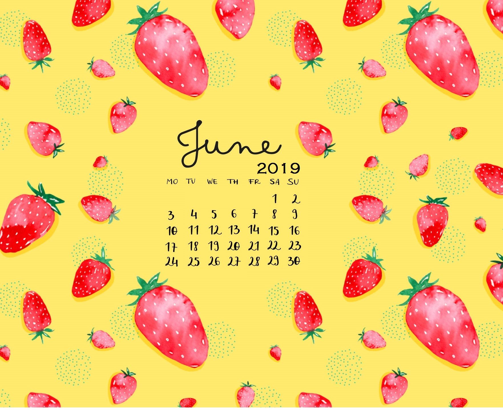 Cute June Calendar Floral Wallpaper For Desktop Laptop