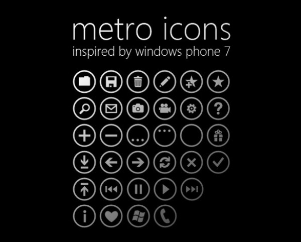 Windows Phone Metro Icons Pack Black Or White With Circle