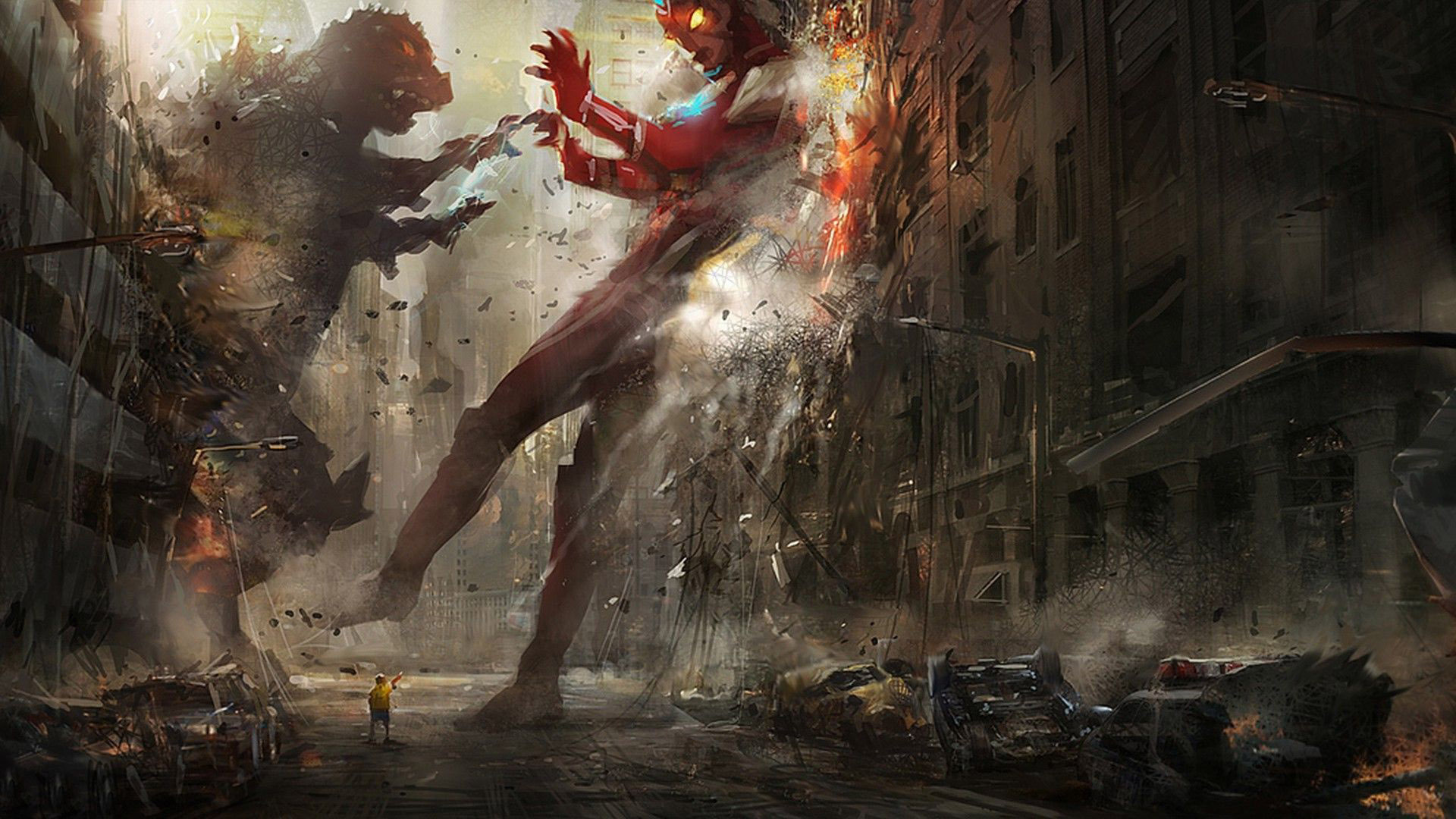 Iron Man vs Godzilla wallpaper