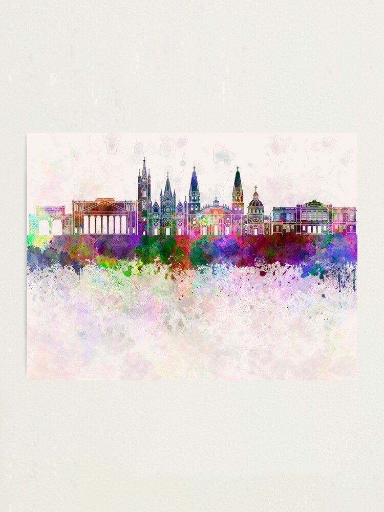 Guadalajara Skyline In Watercolor Background Photographic Print
