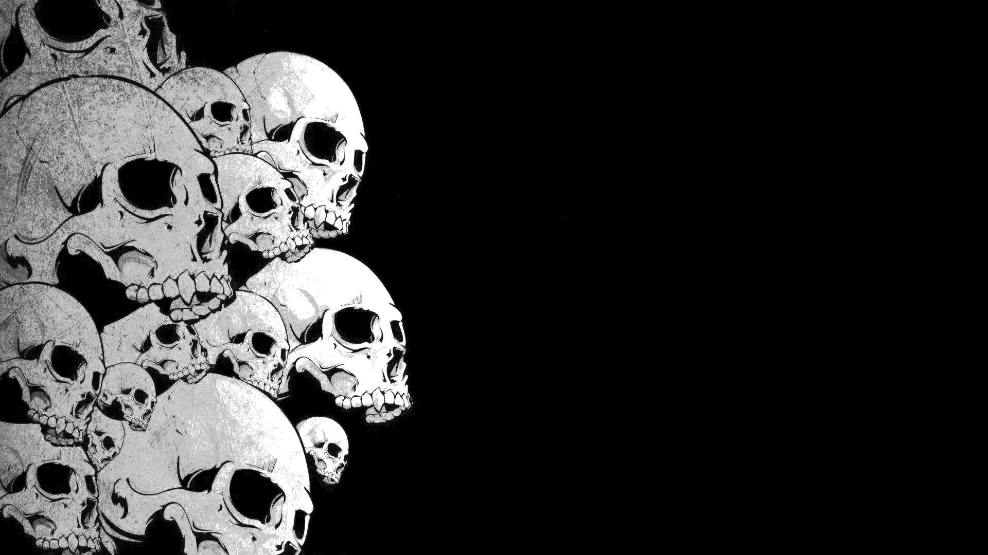 Skull Black Skulls 3d Many Wallpaper