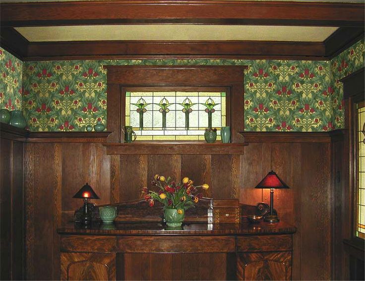 Room Finished With Craftsman Reproduction Wallpaper Fairfield Tulip