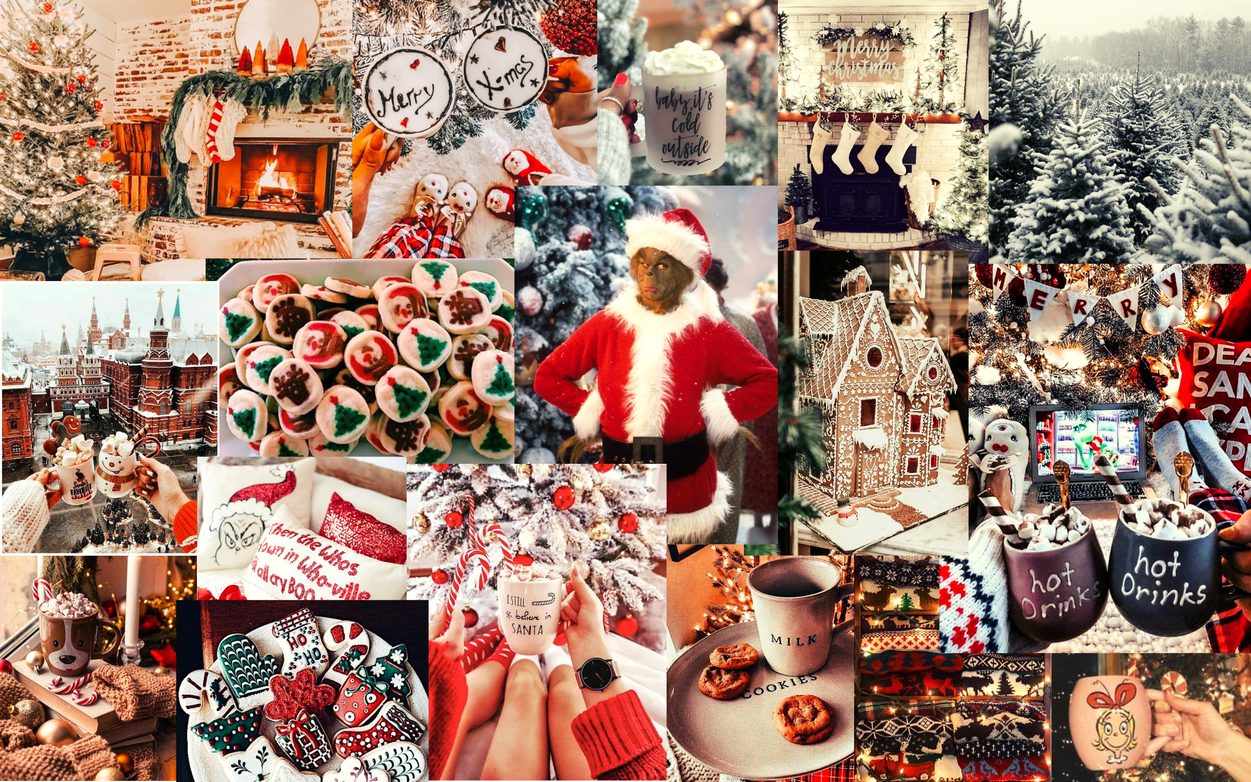 christmas laptop collage Christmas phone wallpaper Cute