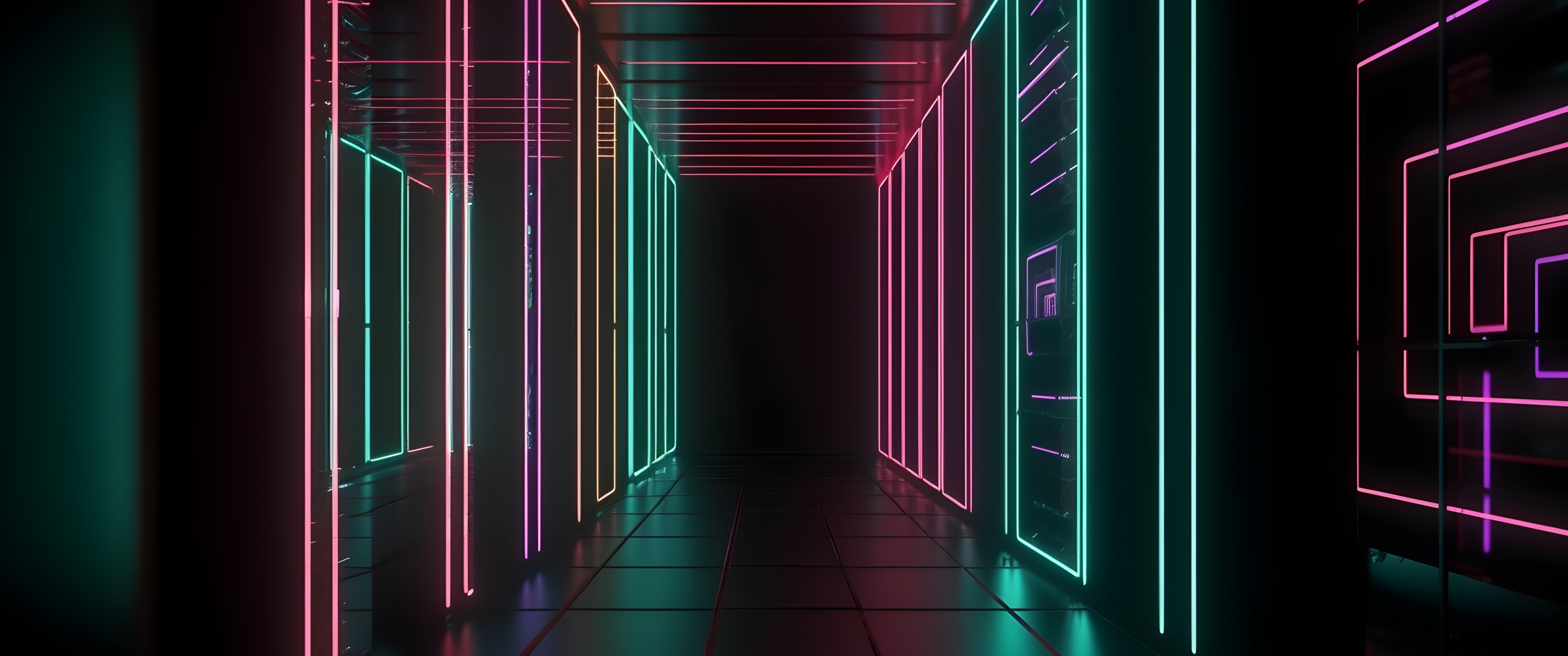 Neon Lights Wallpaper 4k Corridor Futuristic 5k Surreal