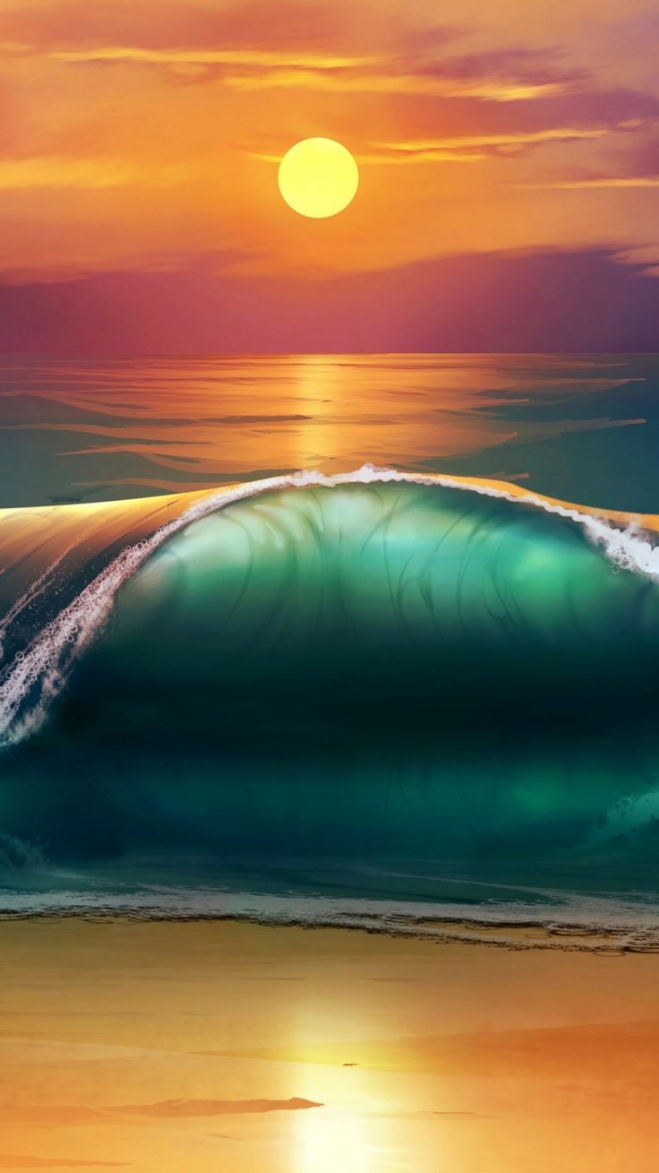 Sunset Beach Sea Waves Wallpapercraft Water Sand Surf