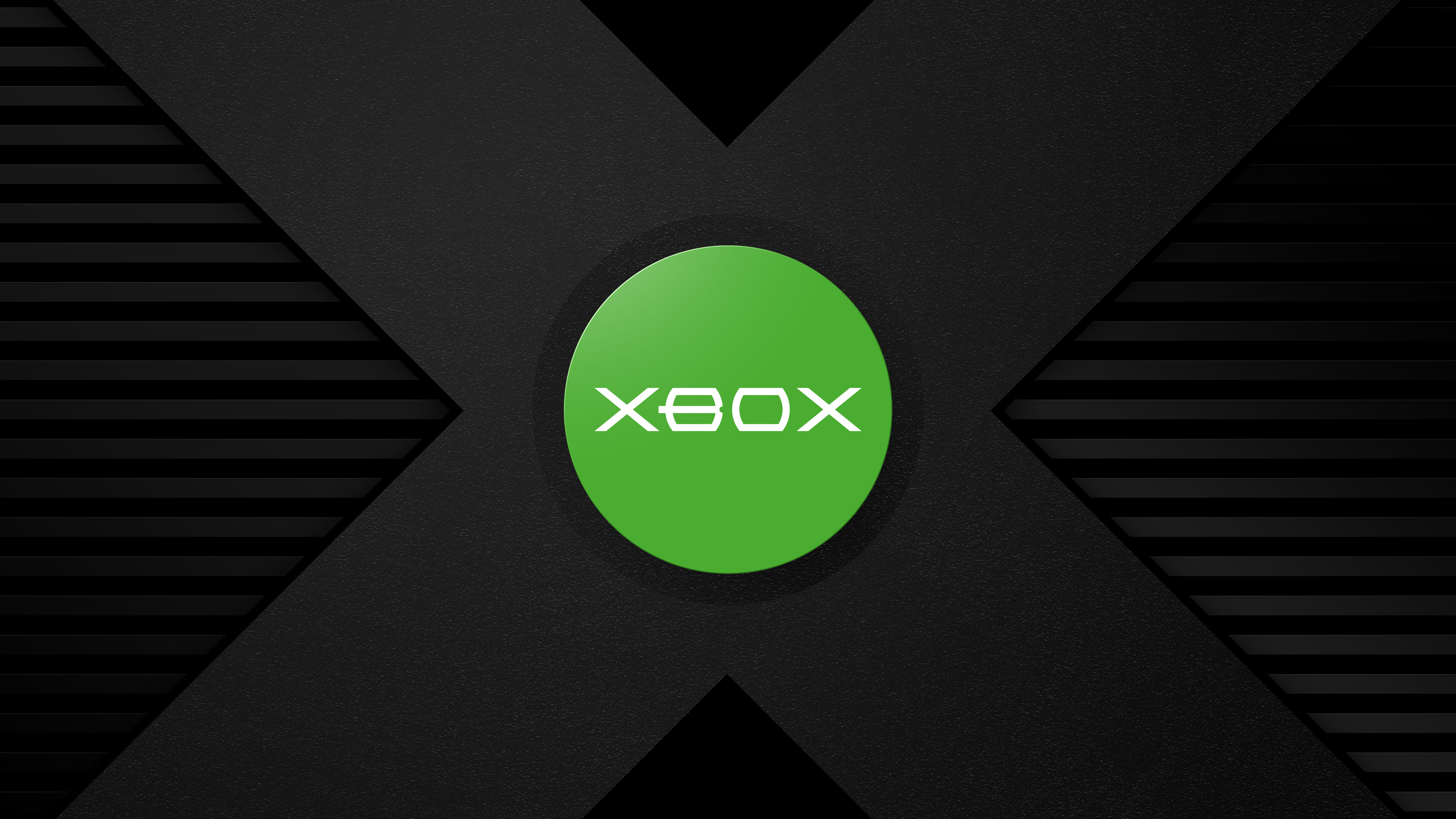 A minimalist wallpaper featuring the original Xbox logo on a dark background with an abstract X design
