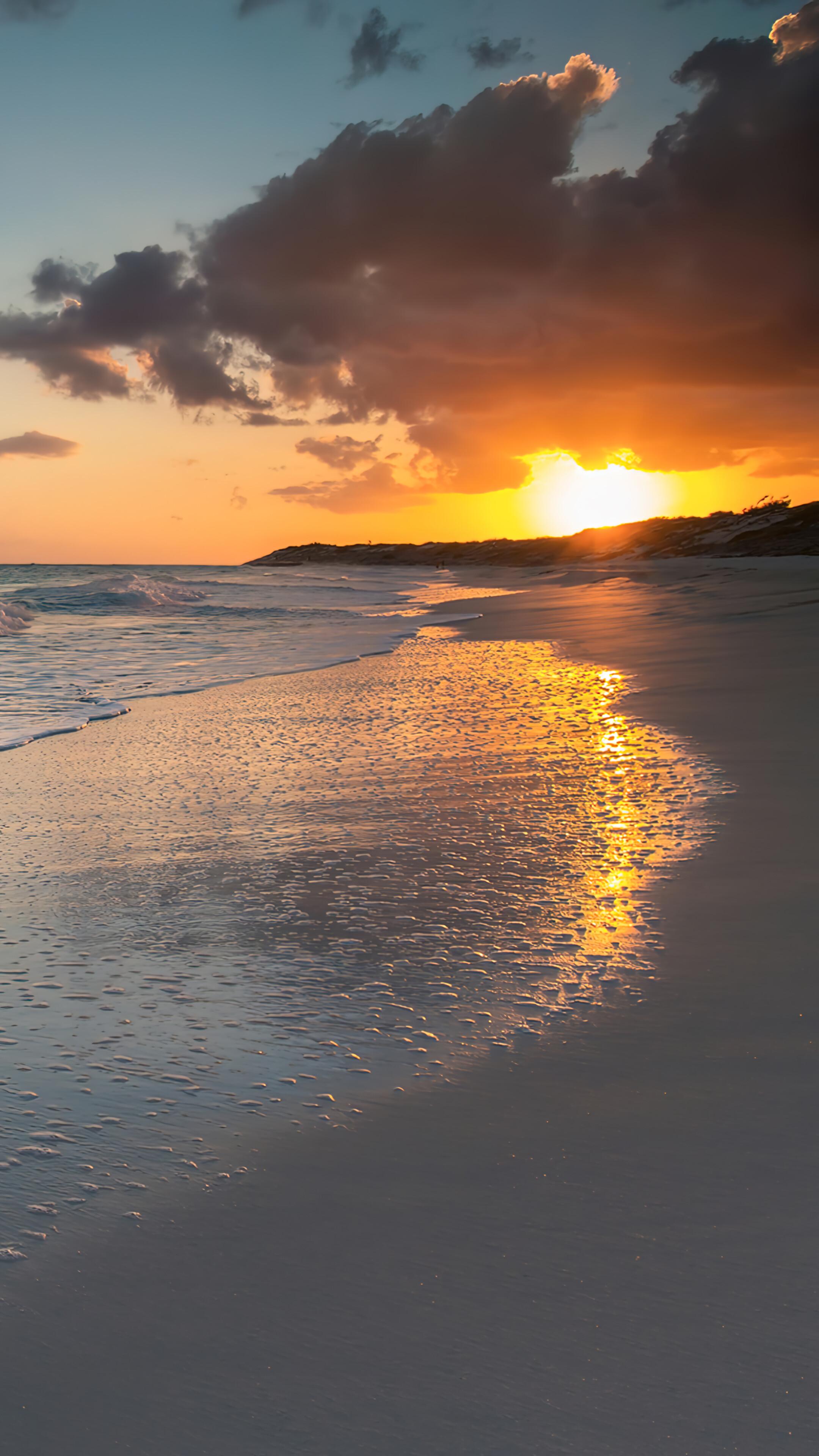 Beach Wave Sunset Scenery 4k Wallpaper iPhone HD Phone 2750f