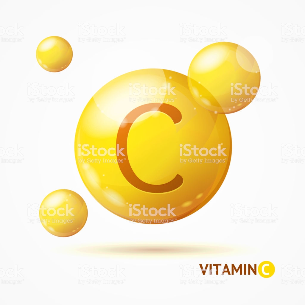 Realistic Detailed 3d Vitamin C Background Card Vector Stock