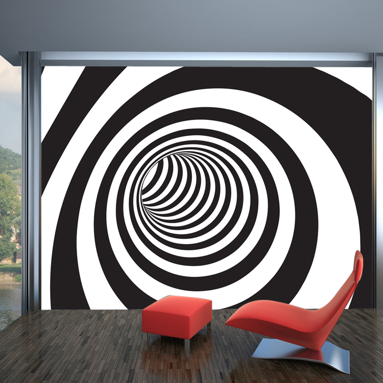8d 5d 3d Papel Mural Zebra Spiral Stripe Black White Wallpaper