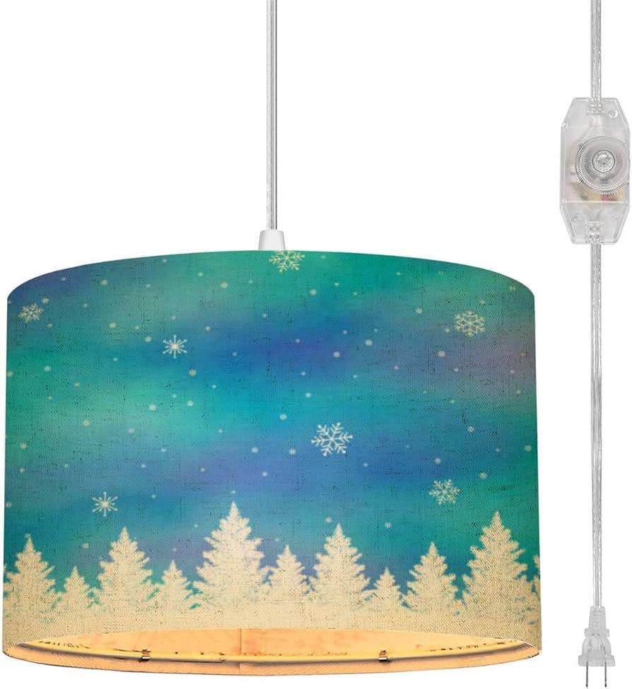Plug In Pendant Light Hanging Lamp Cord With Christmas Fir