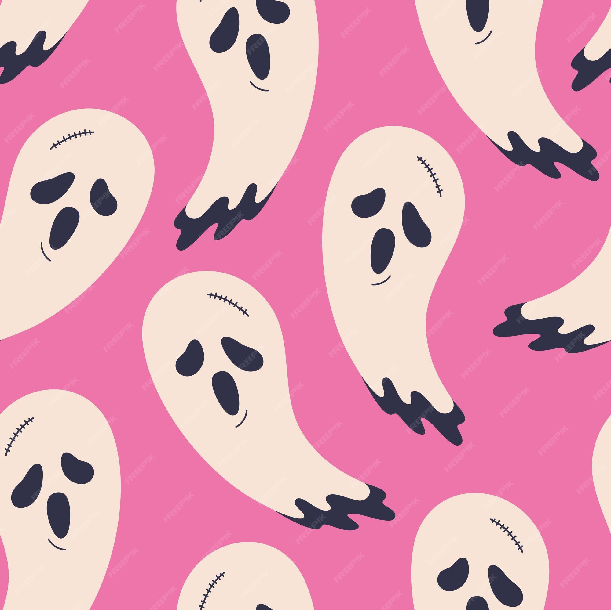 Premium Vector Halloween cute ghosts seamless pattern spooky