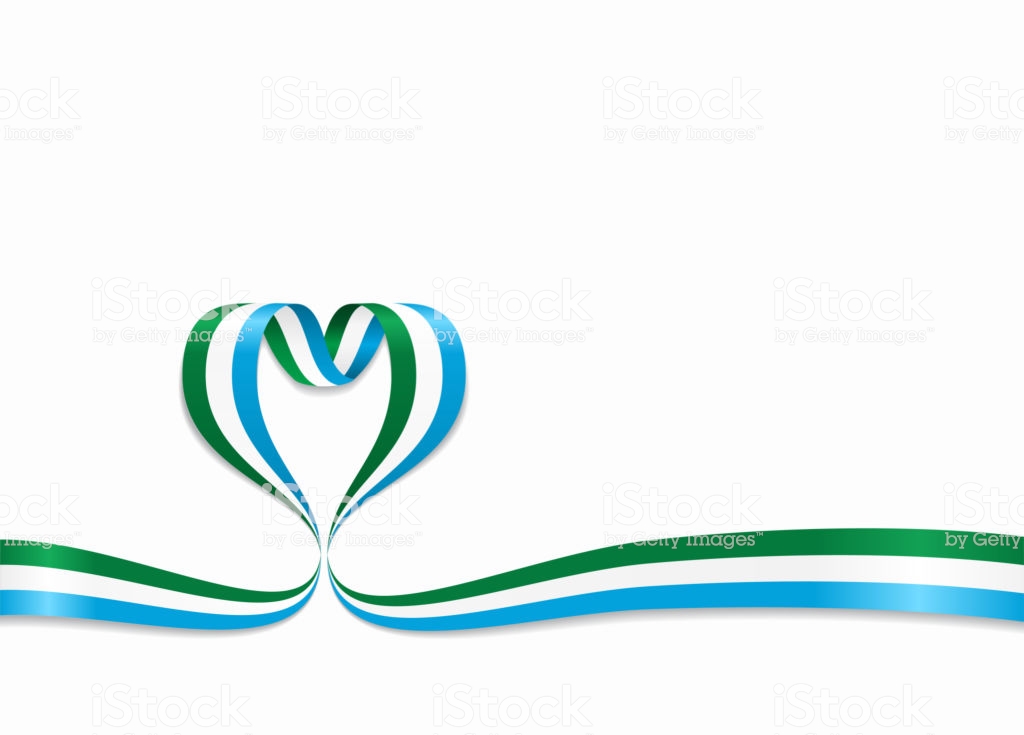 Sierra Leone Flag Heartshaped Ribbon Vector Illustration Stock