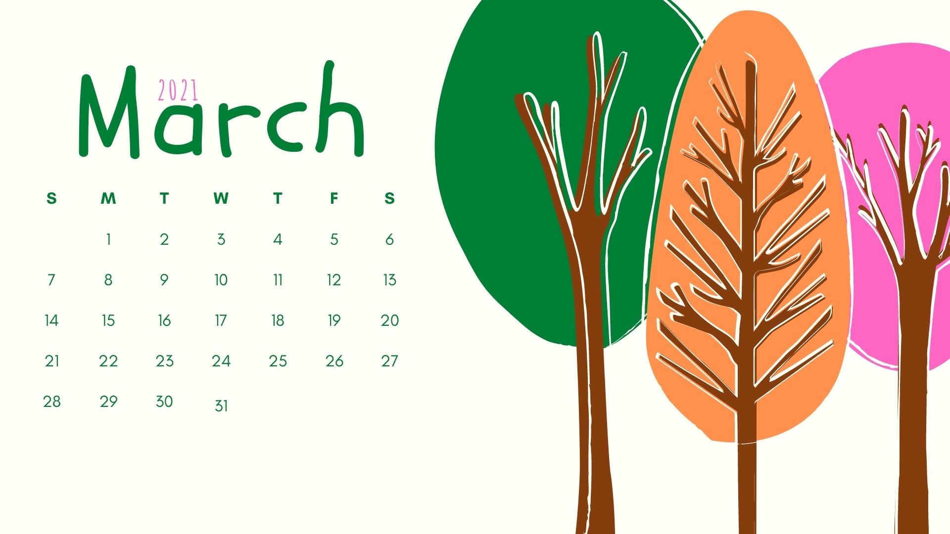 March Calendar HD Wallpaper