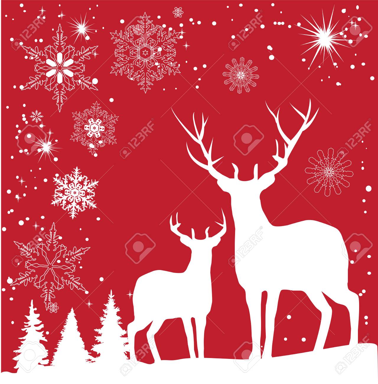 Vector Illustration Of Christmas Reindeer Background Royalty