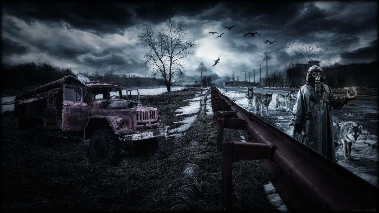 Stalker Pripyat Chernobyl Ukraine Rain Area Night Wolf Wolves