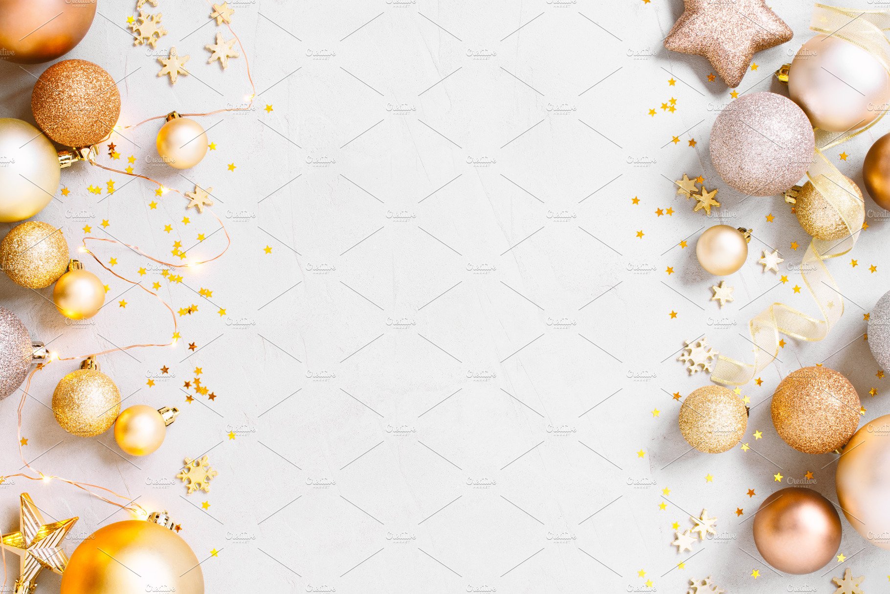 Christmas Festive Background Containing Ball And Gold
