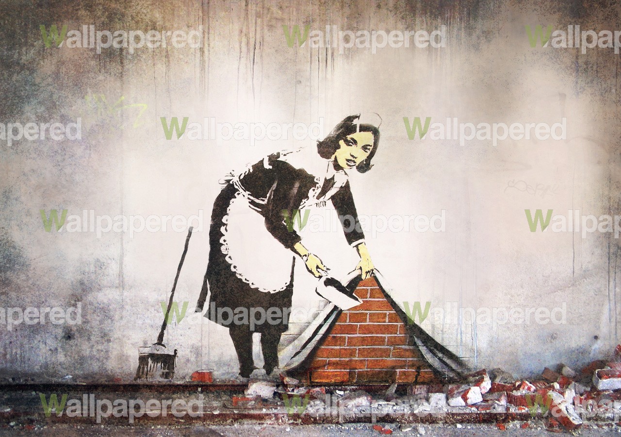 Banksy Street Maid Wall Mural Wallpaper