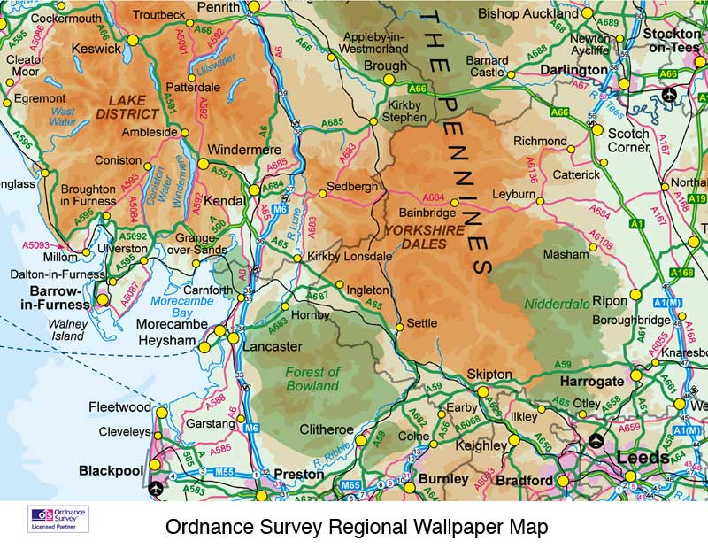 Custom Printed Ordnance Survey Wallpaper Maps
