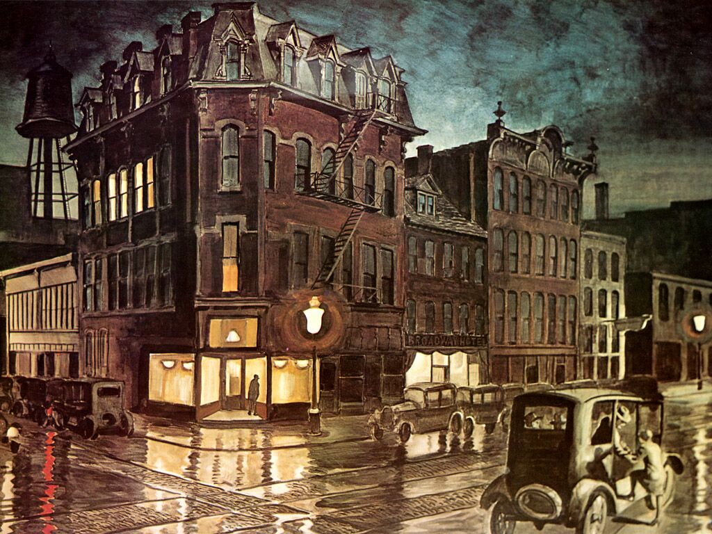 JLM 1930 Charles Burchfield Rainy Night Buffalo NY   Charles