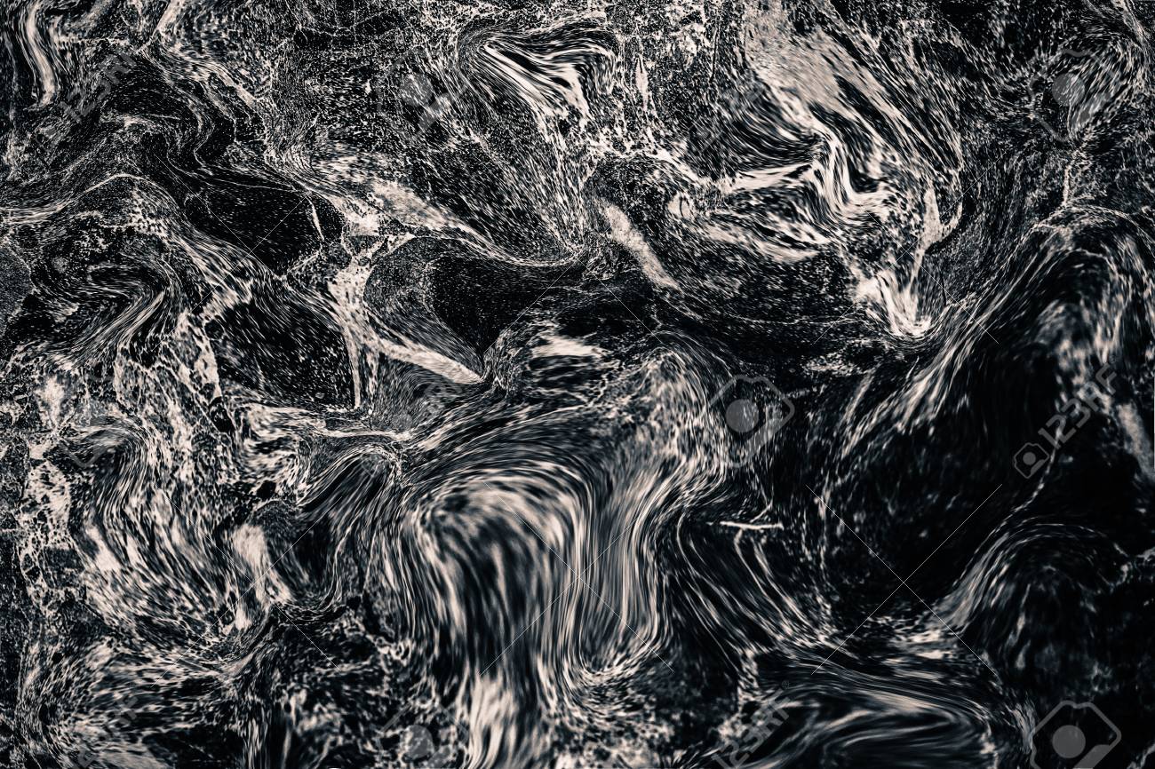 Abstract Acrylic Wave Pattern Dark Grey Marble Ink Texture