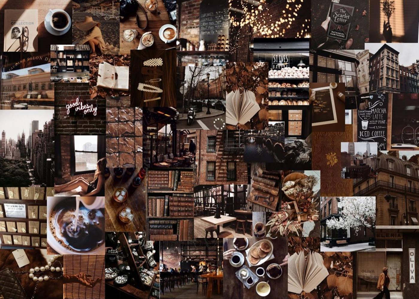 Download Brown Aesthetic Photo Dump Collage Laptop Wallpaper