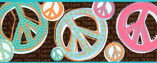 Peace And Love Glitter Wallpaper Border