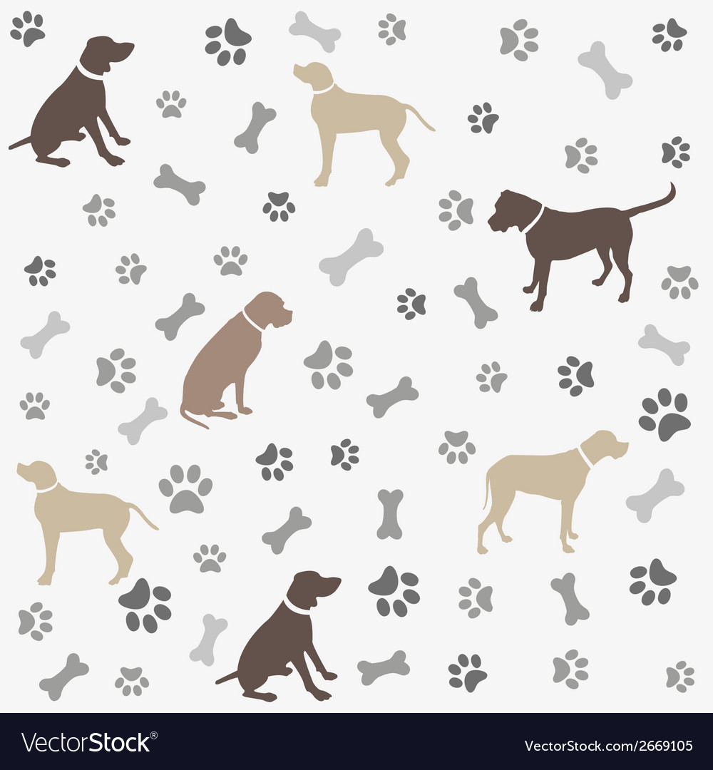 Background With Dogs Paw Print And Bone Royalty Vector