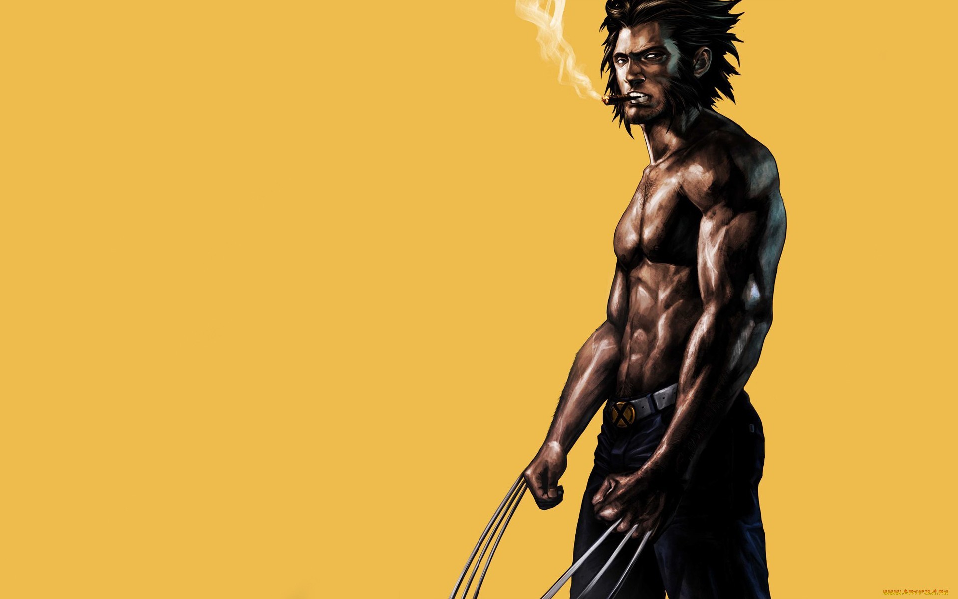 Wolverine Marvel Drawing Smoking Cigar Wallpaper