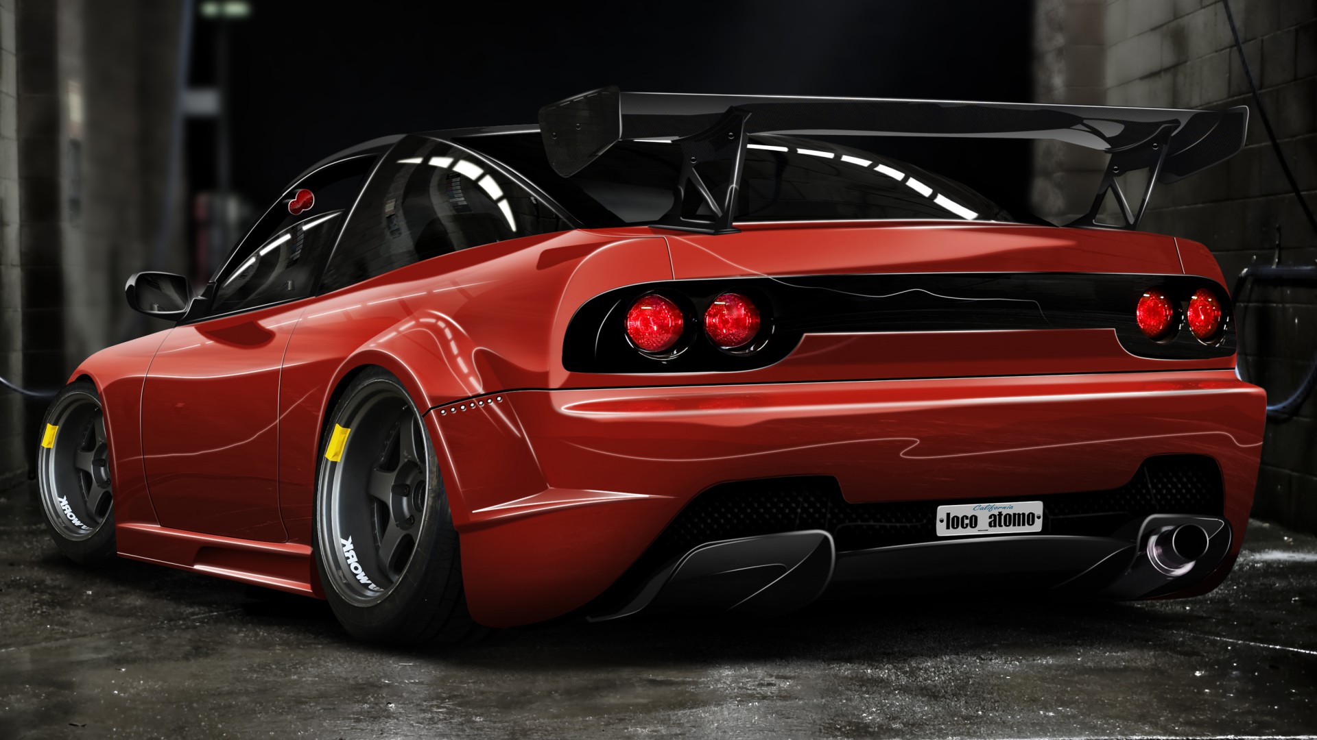 Nissan 240SX Red Rear nissan red tuning body kit wallpaper 1920x1080