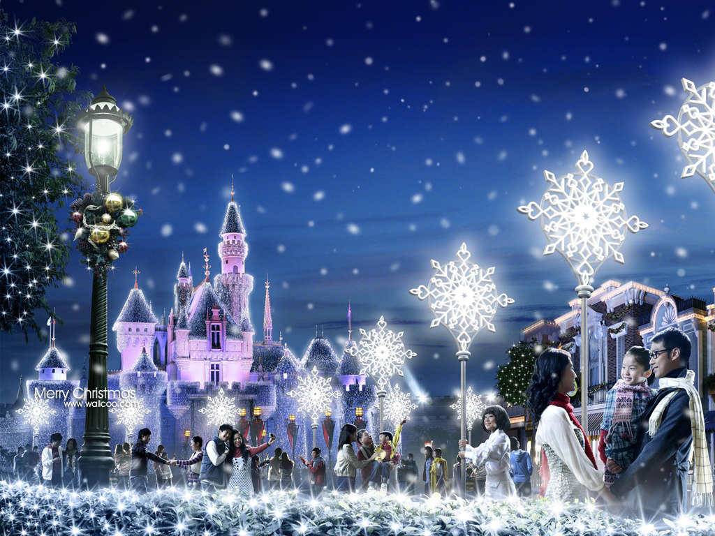 Lights Of Winter Snowfall In Hong Kong Disneyland