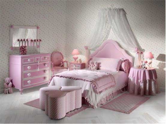  Designs Images Cute Pink Girl Bedroom Design with Nice Wallpaper