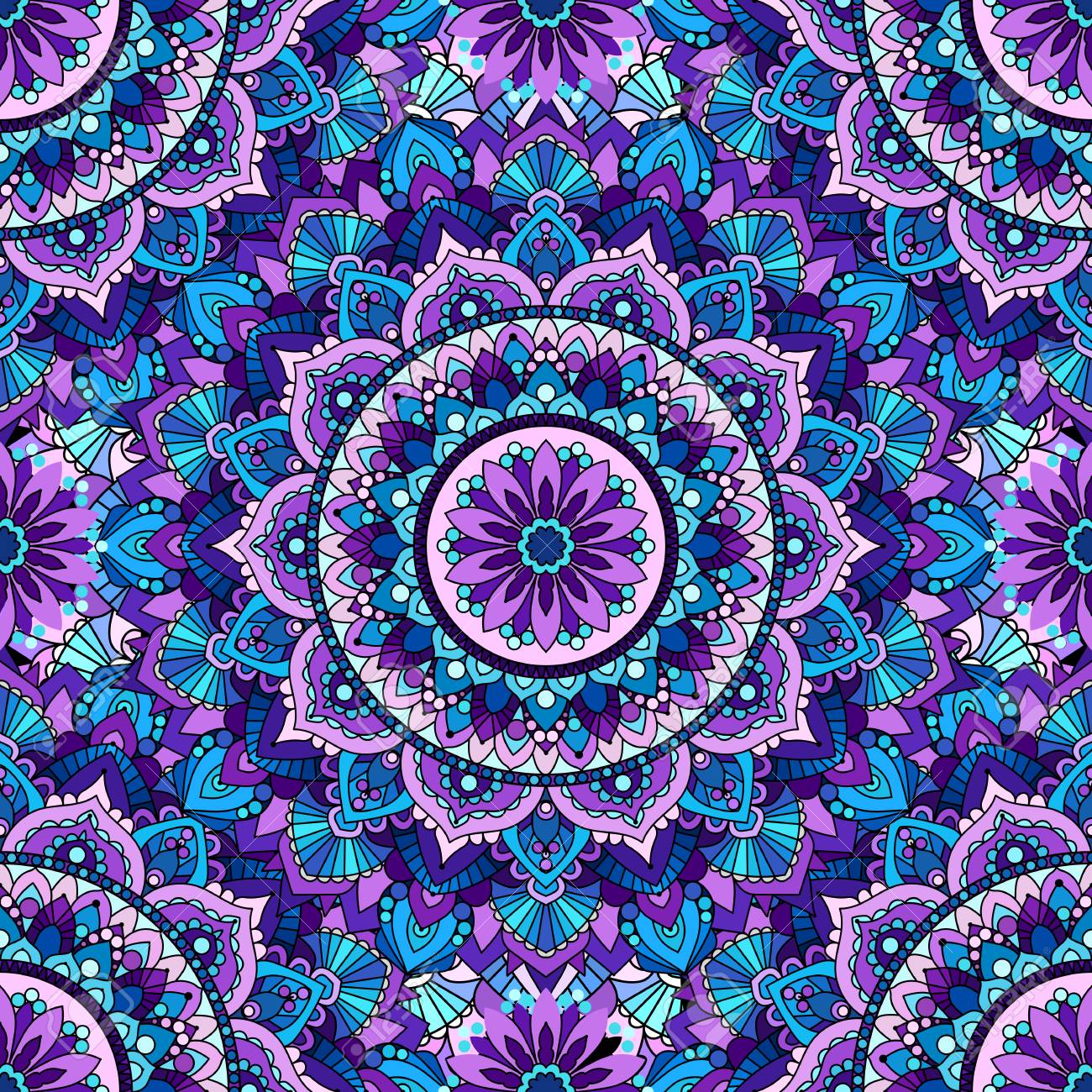 Seamless Pattern Of Mandala Purple