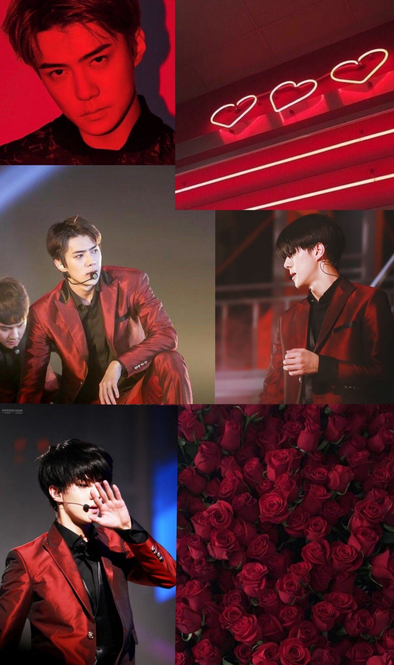 Sehun Exo Aesthetic Background Lockscreen Red Dengan Gambar
