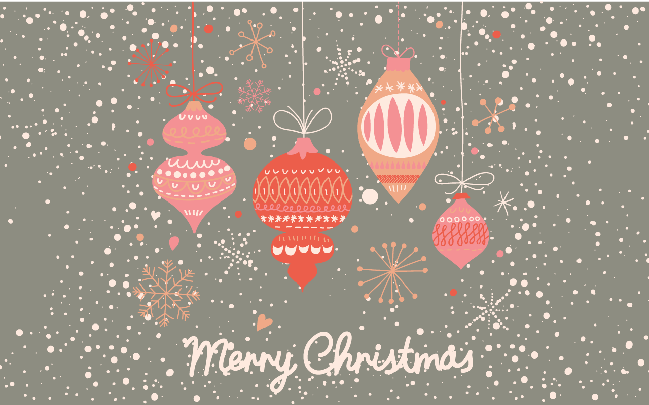 Free download Retro ornaments and snow Cute Christmas desktop