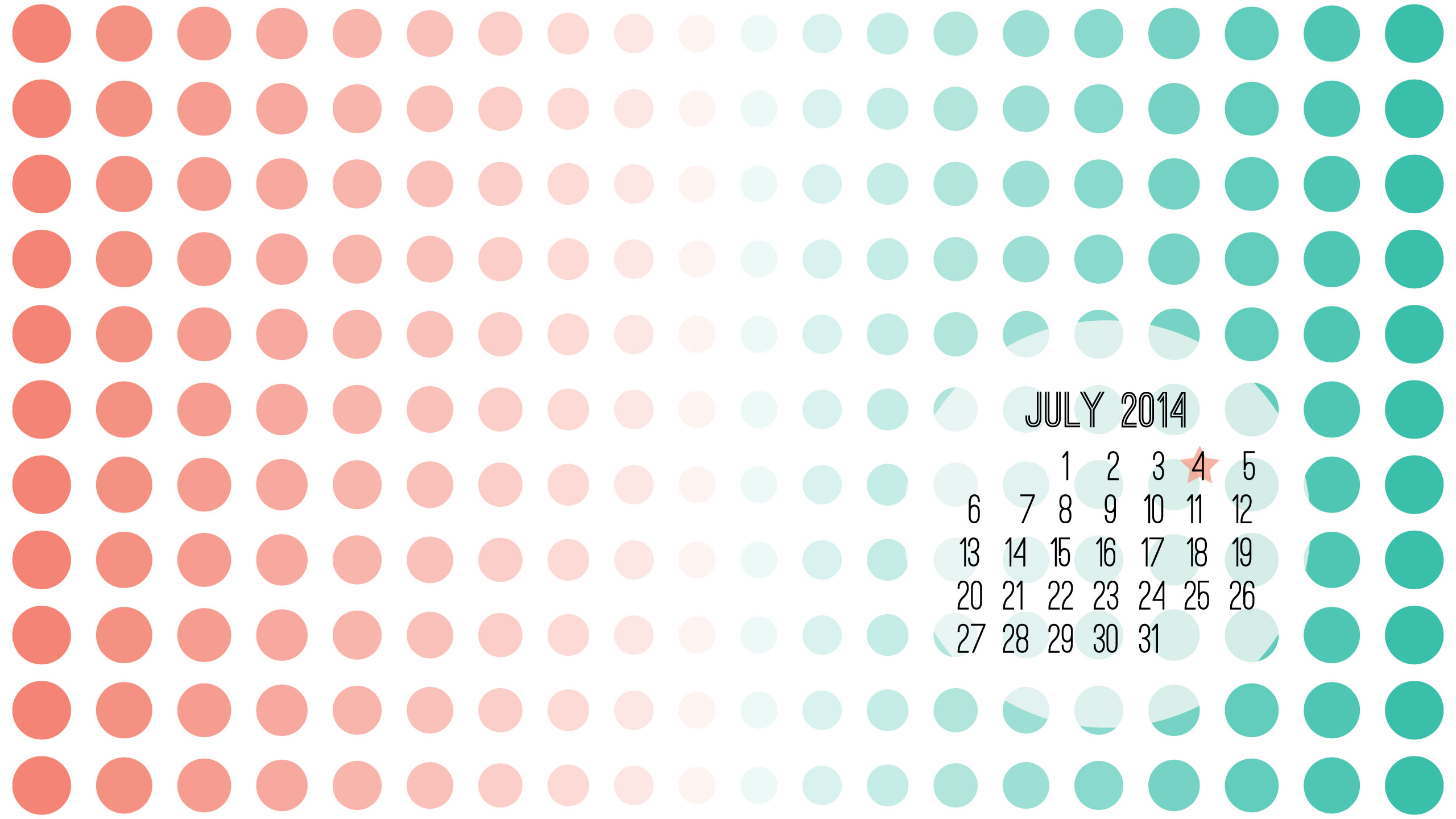 Free July 2014 Desktop Calendar   All Things Pretty 2560x1440
