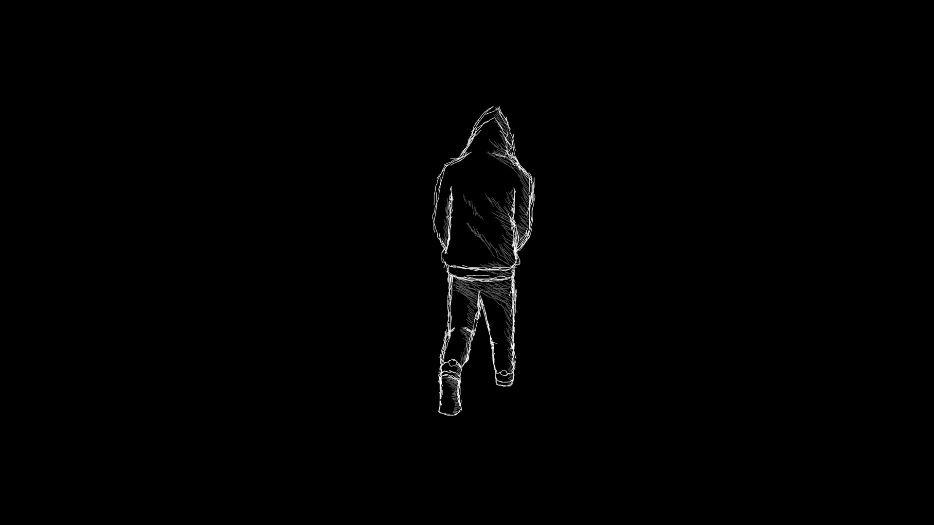 A lone figure with a hooded sweatshirt walks away into a dark abyss, symbolizing sadness, loneliness, and isolation