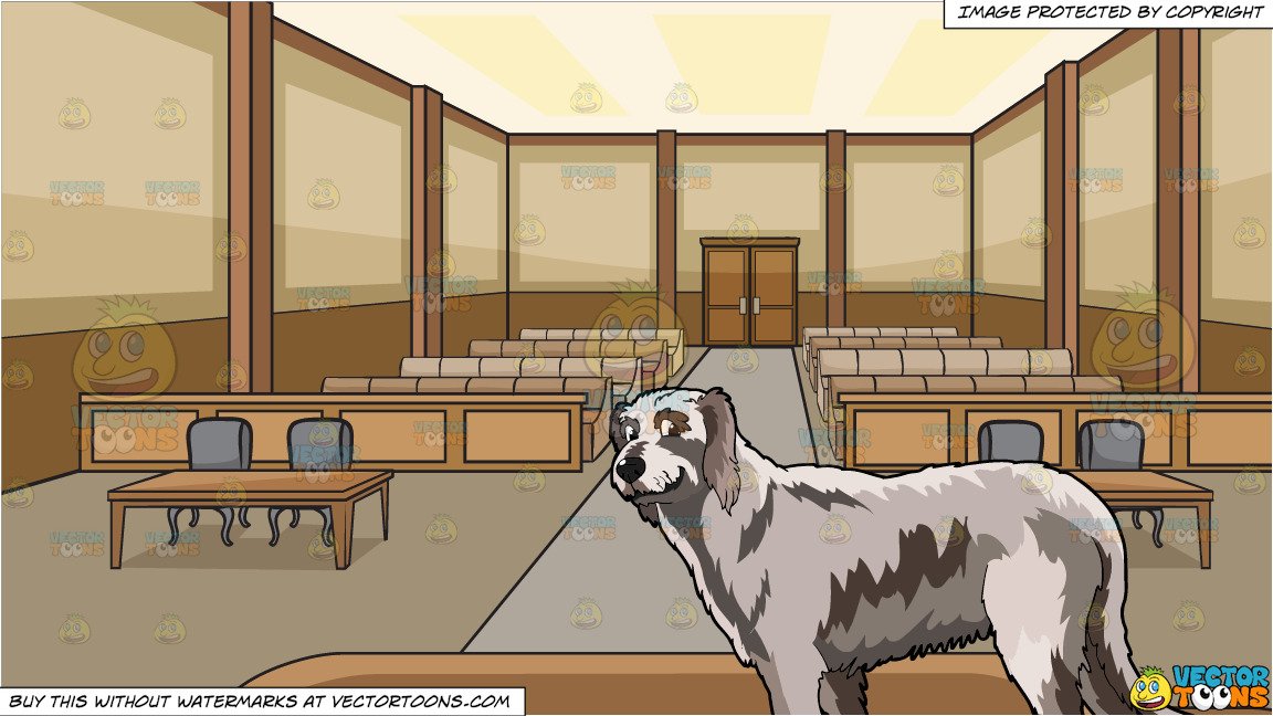 A Smiling Irish Wolfhound And Inside Courtroom Background