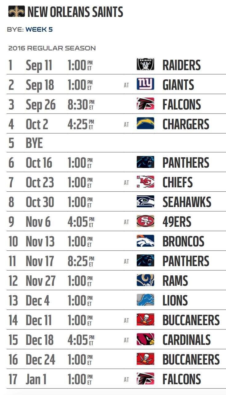 New Orleans Saints Schedule Search Results Calendar