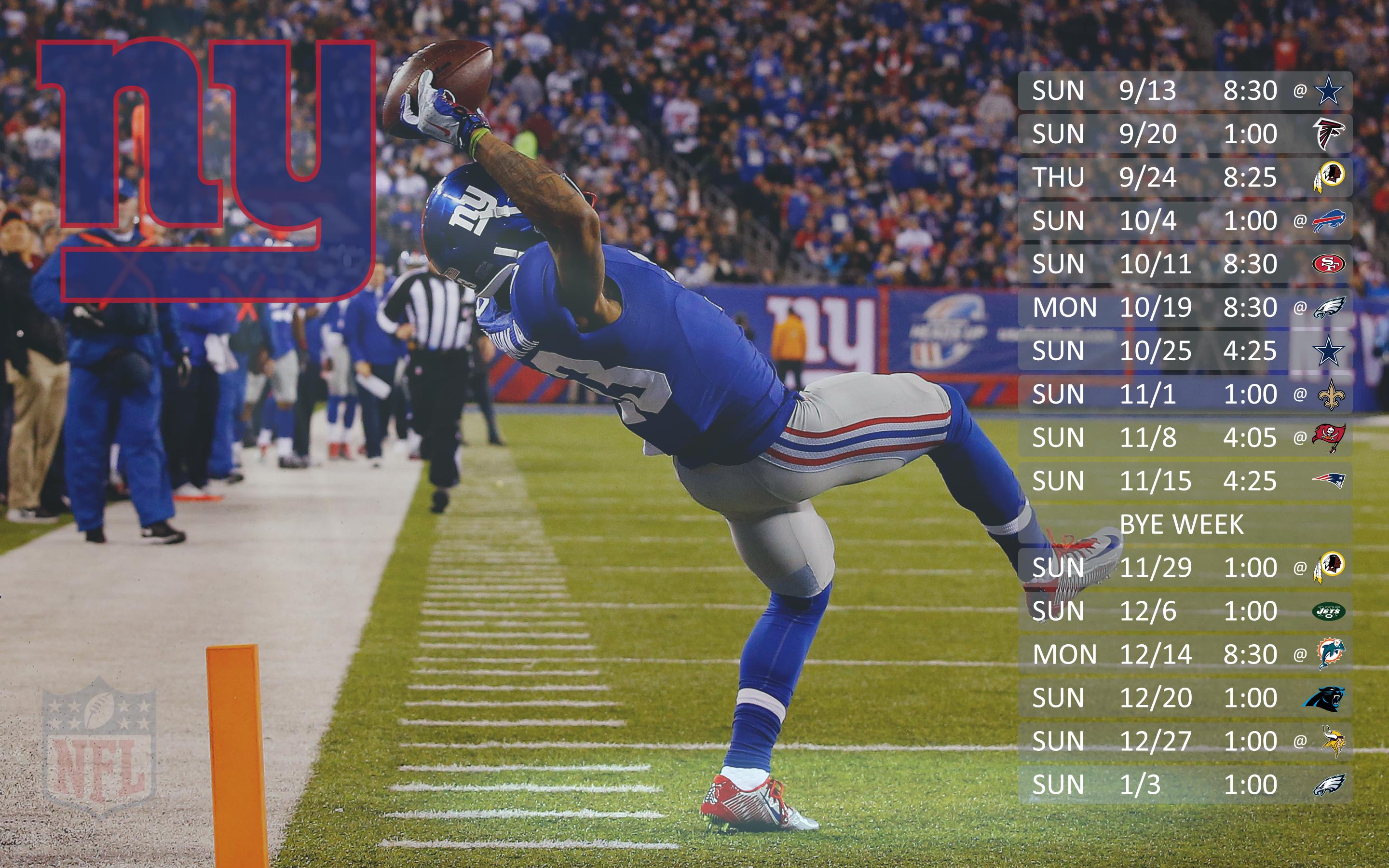 New York Giants Schedule By