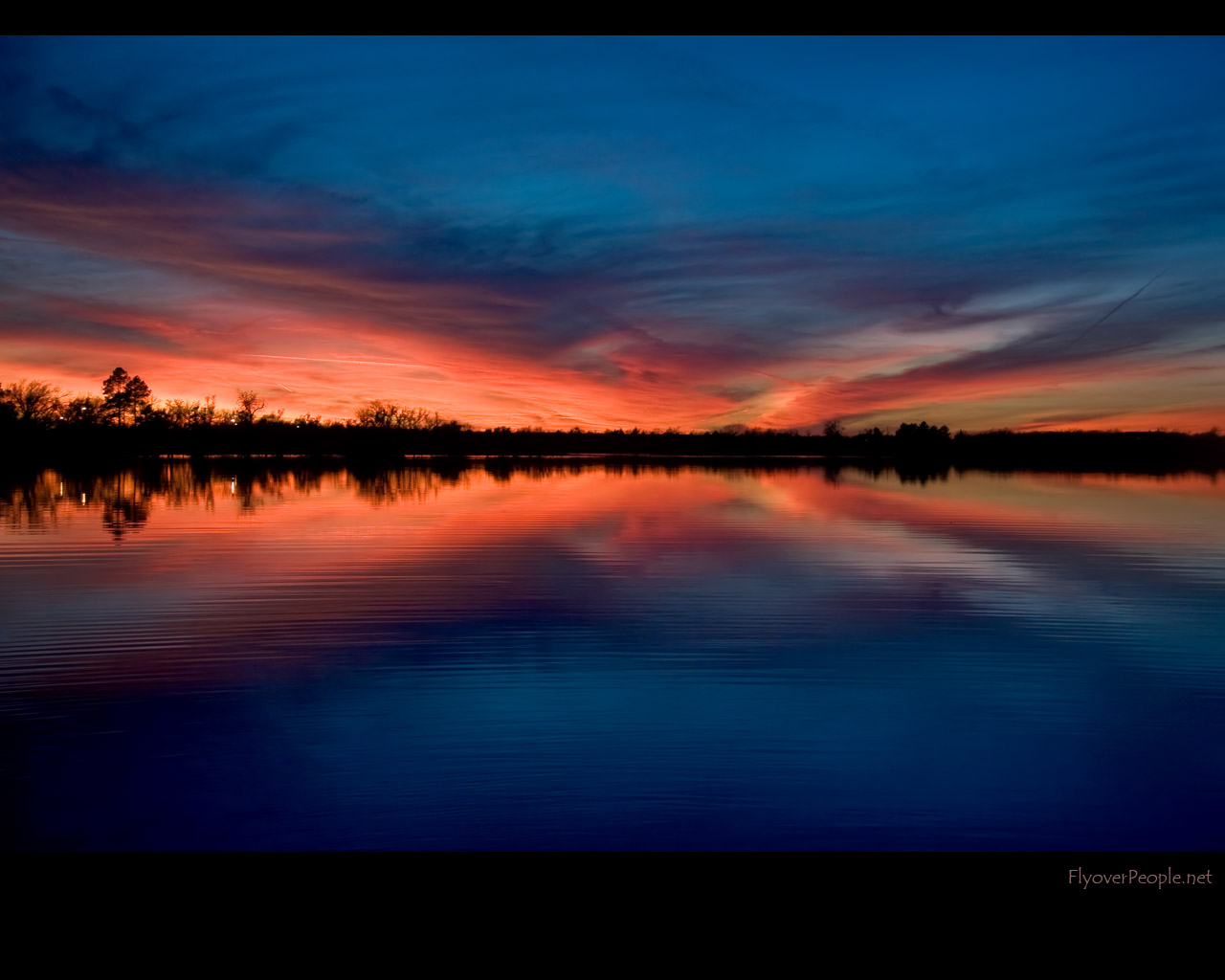 Evening Calm Sunset at Herington Lake 1280x1024
