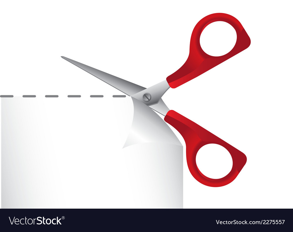 Free download Red scissor cutting paper background Royalty Free Vector
