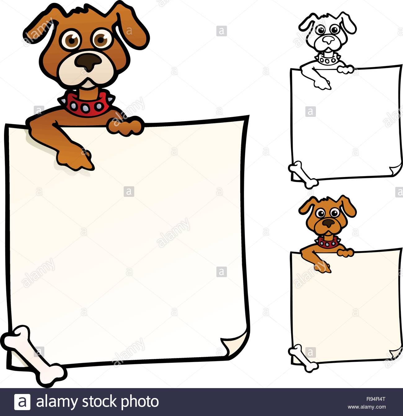 Doggie With A Sign To Use As Background Or Border Stock Vector