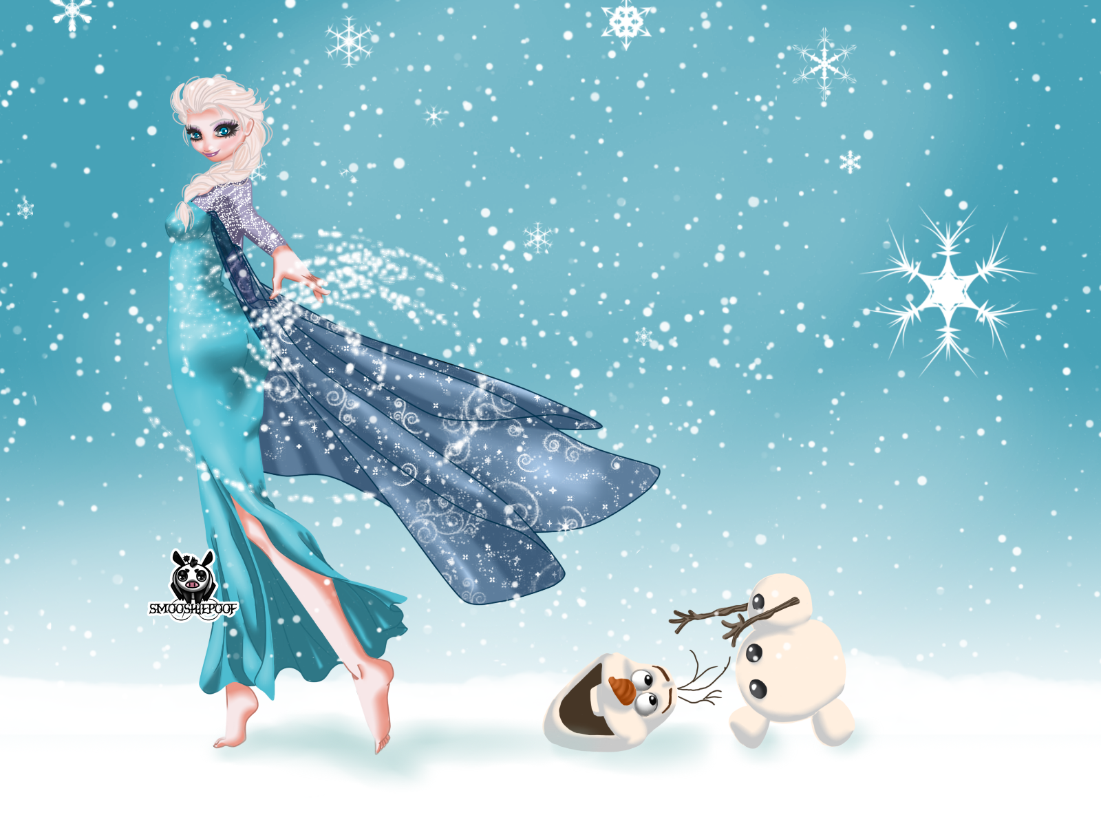 Frozen Wallpaper   Elsa and Olaf by leylaana 1600x1200