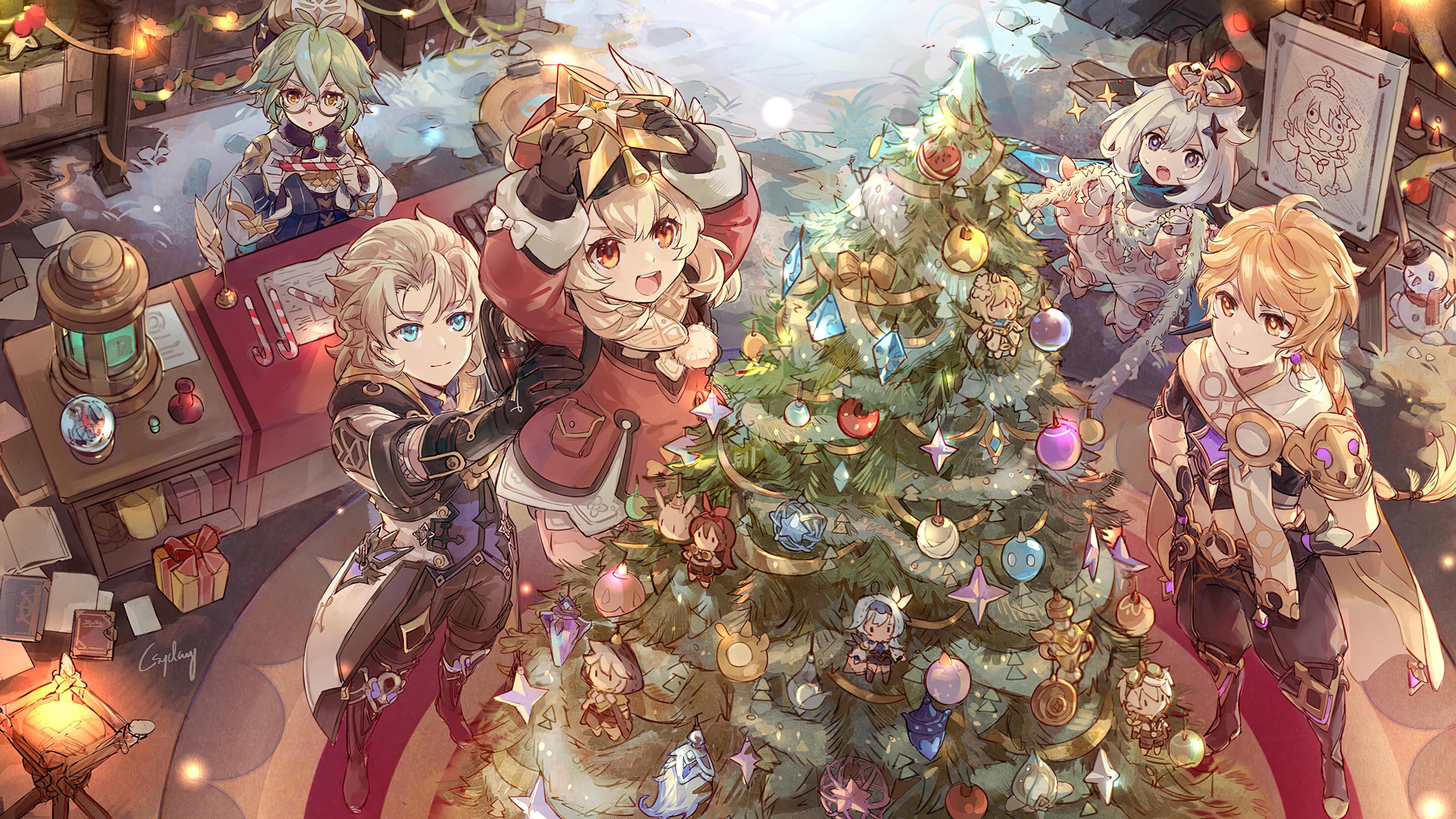 Genshin Impact Christmas Tree Wallpaper iPhone Phone 4K 6730e
