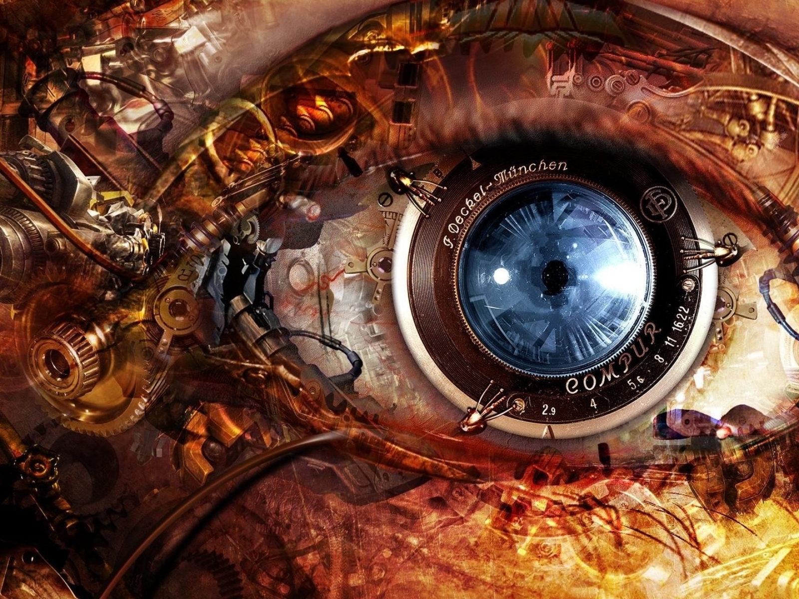 Abstract Eyes Futuristic Steampunk Clocks Gears Lens Cyberpunk Photo