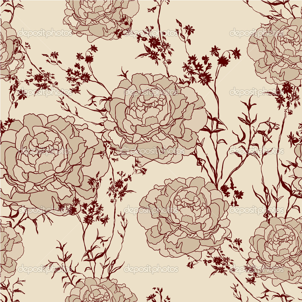 Romantic Flower Vintage Background Seamless Retro Floral Pattern Jpg
