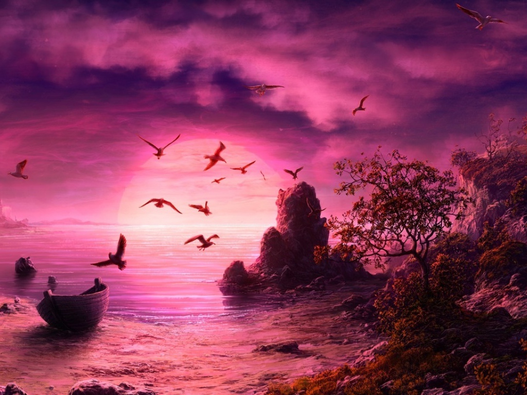 Purple Sunset Desktop wallpapers 1024x768