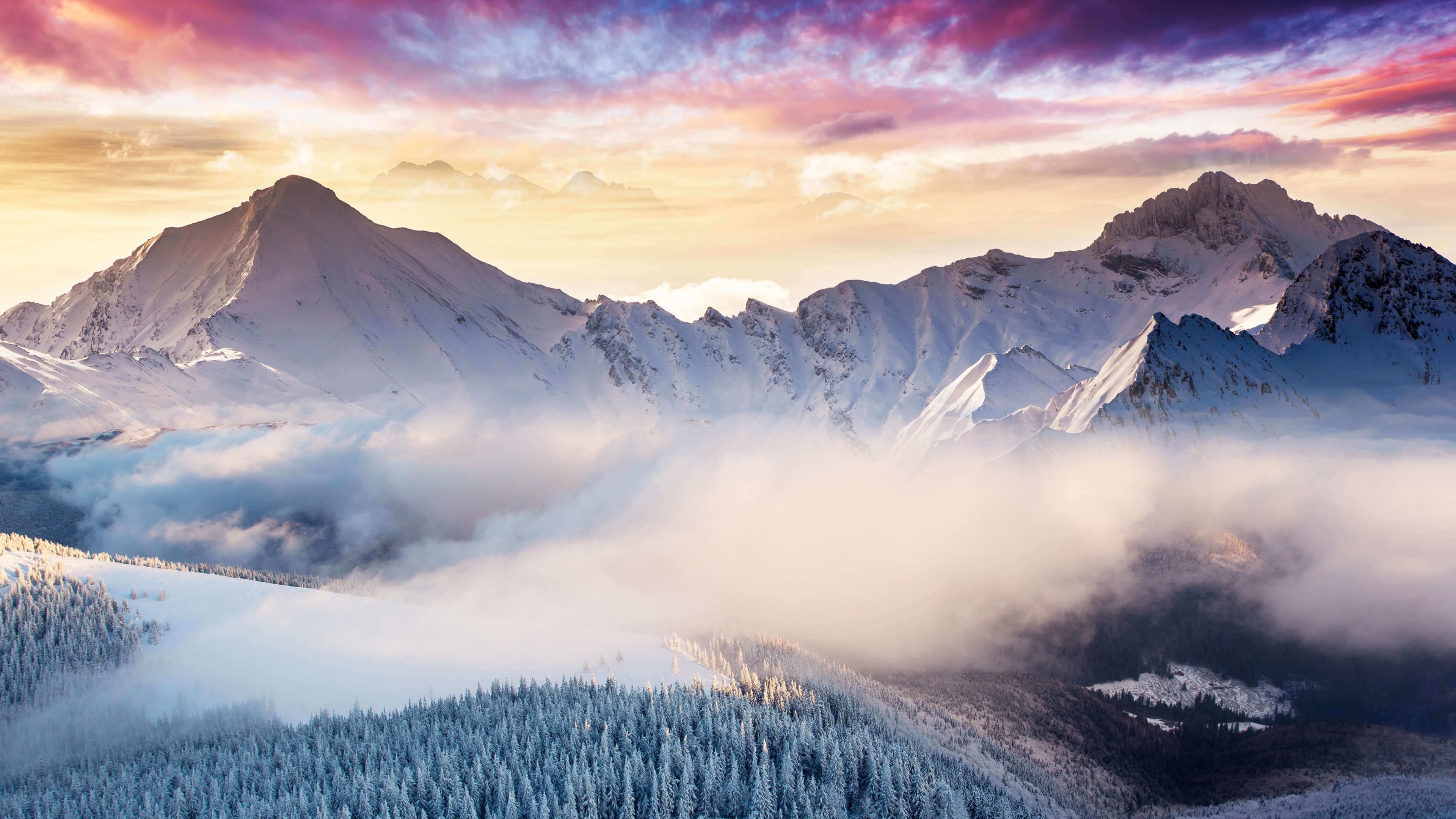 Winter Mountain Snow 4k Wallpaper HD Nature